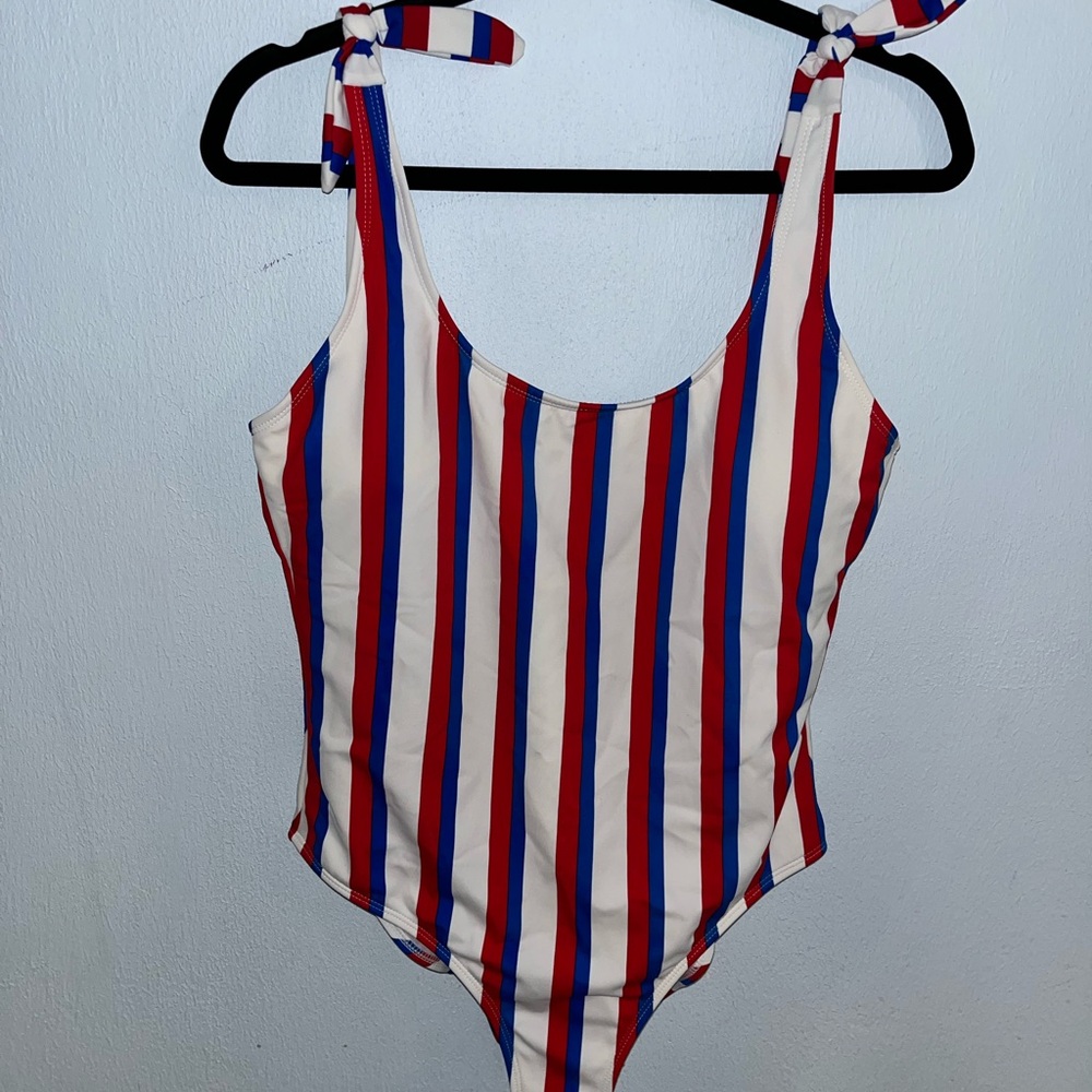 No Boundaries Red and White Striped One Piece Swimsuit